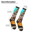 thumbnail image 2 of Xecao Modern Urban Monkey print thigh-high socks, crafted for both men and women with a stretchy, high-opaque design perfect for daily wear, 2 of 6