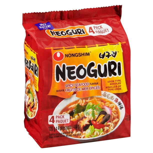 Nongshim Neoguri Spicy Seafood Noodle Soup Family Pack, 120g x 4