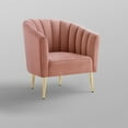 thumbnail image 5 of Edzard Blush/Gold Velvet Accent Chair - Upholstered Barrel Chair, Channel Tufted Back and Rolled Arm, Tapered Mirrorred Lacquer Finish Legs, 5 of 10
