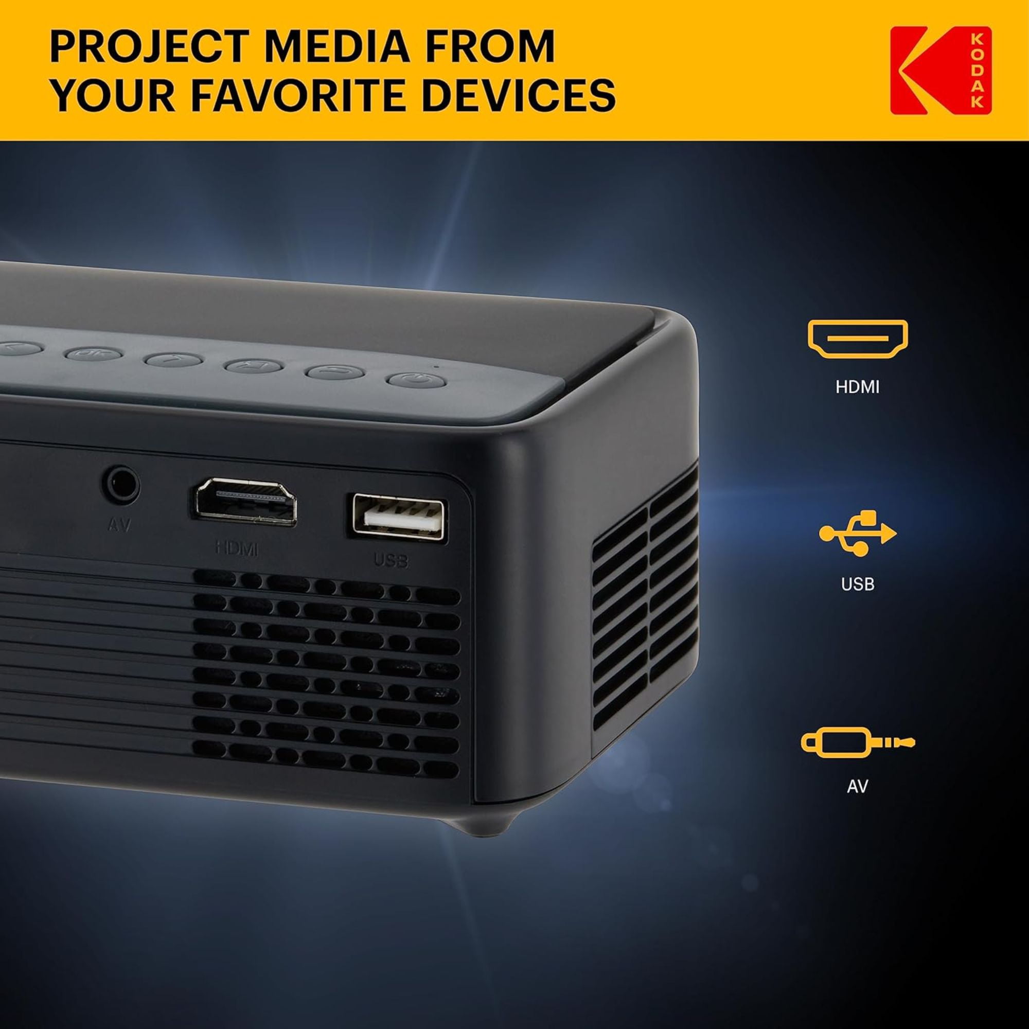 KODAK FLIK X1 Pico Projector with Remote and 2W Speakers