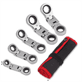 thumbnail image 1 of Stubby Wrenches Set, Flex-Head Ratcheting Wrench Set Double Box End Ratchet Wrench Metric 8-19mm 5 Pieces, 1 of 6