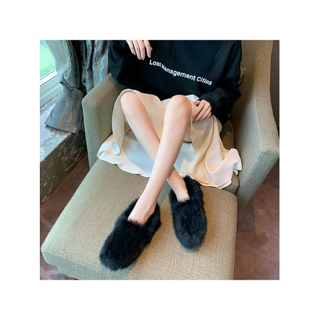 

Gomelly Women Faux Fur Loafer Home Indoor/Ooutdoor Warm Moccasins Slippers Flats shoes