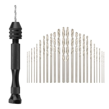 EEEKit Precision Pin Vise Hobby Drill Mini Micro Hand Twist Drill Bits Set Holes Drilling Rotary Tools Kit, 0.5-3mm, Set of (Best Way To Drill A Hole In A Glass Bottle)