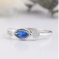 thumbnail image 3 of vylahjewellery Blue Marquise Diamond Engagement Rings with Round Side Stones White Gold Plated Band Promise Rings for Women, 3 of 8