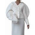 thumbnail image 3 of Business Suit Sets for Women 2 Piece Outfits Floral Applique Peplum Tops Pencil Midi Skirt Set White S, 3 of 8