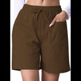 thumbnail image 3 of Pantalones Cortos Casuales Omen con Cordón Ajustable, Cintura Elástica, Cómodos Pantalones Cortos de Verano con Bolsillos, Color Café, XL, 3 of 7