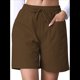 thumbnail image 3 of Pantalones Cortos Casuales Omen con Cordón Ajustable, Cintura Elástica Cómoda, Pantalones Cortos de Verano con Bolsillos, Color Café, L, 3 of 7