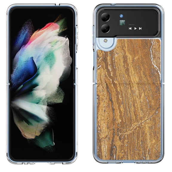 Shockproof Bumper Phone Case for Samsung Galaxy Z Flip 4 5G, by OneToughShield ® - Marble / Earth