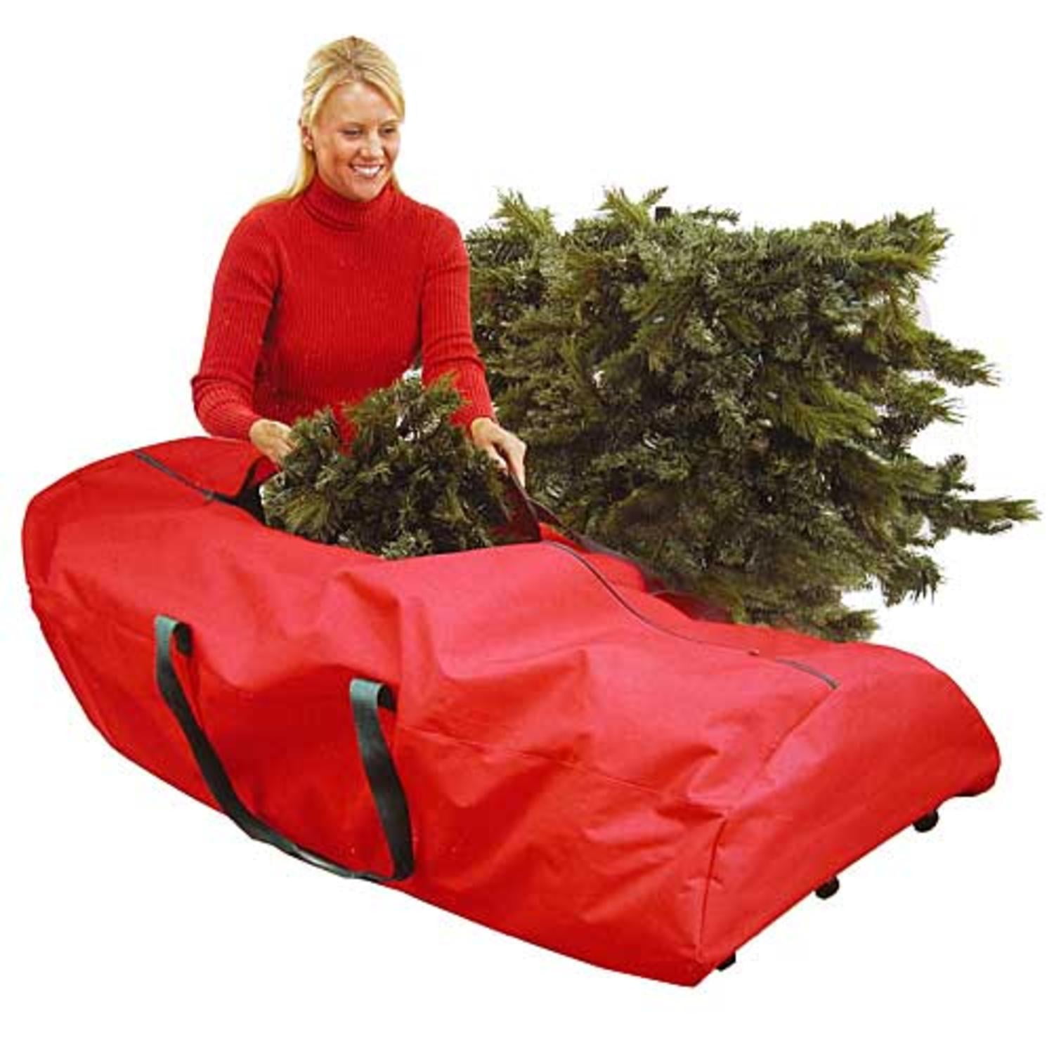 56 Heavy Duty Extra Large Red Rolling Artificial Christmas Tree Storage Bag For 9 Trees