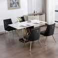 thumbnail image 3 of Modern Dining Chair Black Set of 2 Gold Metal Legs Living Room Kitchen, 3 of 5