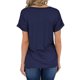 thumbnail image 3 of Camiseta de mujer con cuello en V, manga corta, bolsillo, blusa, top casual de verano, azul marino, XXL Methold  AP001345-15, 3 of 4