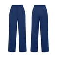 thumbnail image 5 of ctdiral Womens Elastic Waist Dress Pants High Waist Wide Leg Pants with Pockets Solid Color Straight Trousers Business Work Slacks Navy XL, 5 of 9