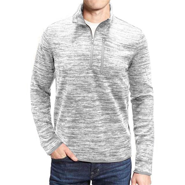 Txlixc Pullover de hombre, chaqueta de manga larga con cuello de color de contraste, cremallera Txlixc moda
