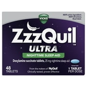 Vicks ZzzQuil Ultra Sleep Aid Tablets, Non-Habit Forming, Doxylamine Succinate, 48 Ct