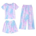 thumbnail image 3 of Sunnyoo Pyjama 3 Pcs pour Grandes Filles, Manches Courtes, Haut et Short, Taille 1-12, 3 of 3