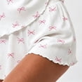 thumbnail image 4 of Blmnix Pajama Sets 2 Piece Sleepwear Sets Summer Pajamas Pajama Set Short Sleeve Straight-Leg Pink Crew Neck Short Womens Pajama Pants,S, 4 of 5