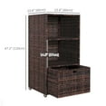 thumbnail image 3 of Outsunny Outdoor Storage Cabinet, Patio Storage Box Rack Rattan Wicker Pool Towel Valet Organizer Poolside Garden Lawn Bathroom Furniture Shelf w/ Shelf Drawer, Mixed Brown, 3 of 10