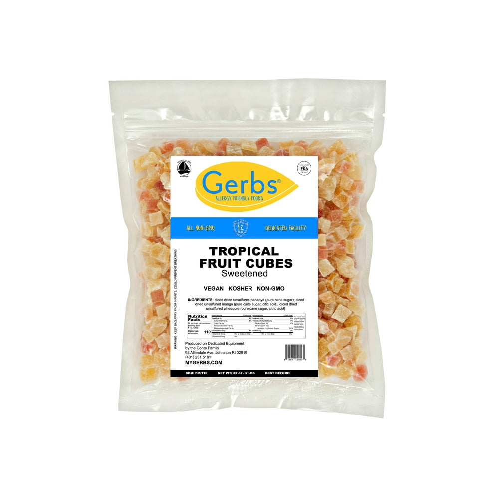 Dried Mango, Pineapple, Papaya Fruit Mix by Gerbs - 2 LBS ...