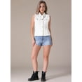 thumbnail image 7 of DARING DIVA Women's Denim Vest Button Down Sleeveless Jean Jacket S White, 7 of 7