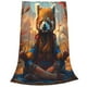 thumbnail image 2 of Fotbe Prairie Meditating Raccoon Manta de Franela Acolchonada con Estampado, Súper Suave y Esponjosa, Extra Grande para Sofá, Cama, Uso Todo el Año-40"x30", 2 of 7