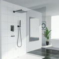 thumbnail image 2 of Shower System - Waterfall Tub Spout Shower Faucet Set with 12 Inch Rain Shower Head Wall Mounted Shower Set Black with Contain Rough-in Valve Body and Trim, 2 of 4