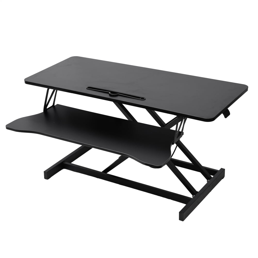 Manual Pneumatic Standing Desk Converter - 18.5" Adjustable Height with Keyboard Tray for Home, School, Office