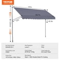 thumbnail image 4 of VEVOR 157 x 47" Patio Awning Retractable, Awning Sunshade Shelter with Manual Crank Handle, Outdoor Patio Canopy Sunsetter Deck,Adjustable Height from 86 to 122 in,for Patio/Balcony/Yard, Dark Gray, 4 of 9