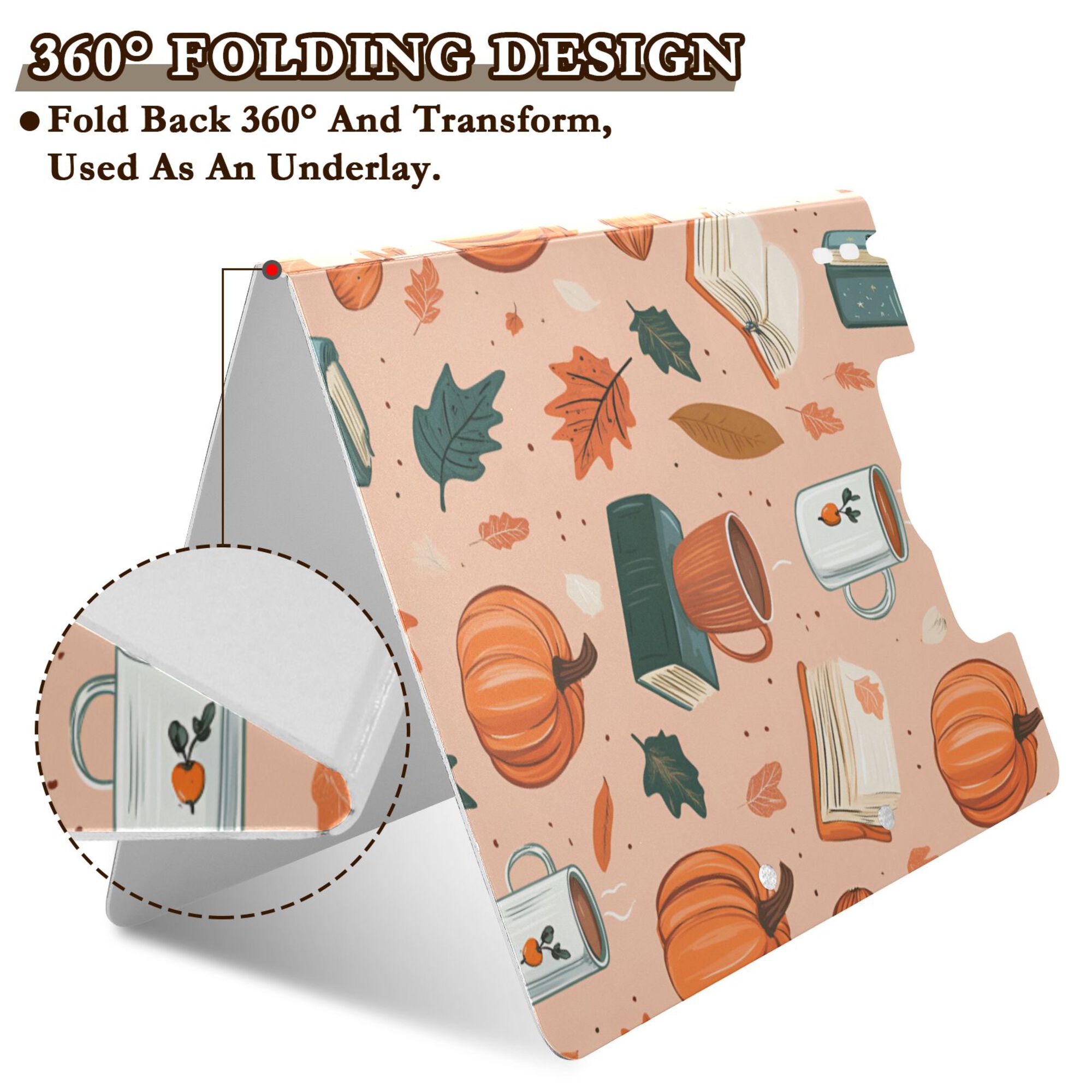 FORMRS A4 Clipboard Folder with Pen Holder Horizontal Foldable School Office Binder, Pink Fall Coffee