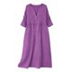 thumbnail image 4 of Vestido de Manga 3/4 para Mujeres Color Sólido V Cuello Suelto Estilo de Lino Casual Vestido de Cambio de Primavera Verano, 4 of 8