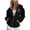 Black, variant on Blank Zip Up Hoodie Women's Oversized Dual Pocket Plain Layering Jacket 1PC S-XXXL Plus Size Friendly