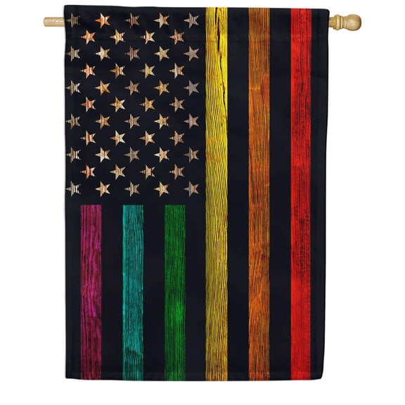 America Forever Gay Pride Thin Rainbow Line House Flag 28 x 40 Inch Double Sided Outdoor Yard Decorative Support Lesbian LGBTQ Community American Transgender Bisexual Flags, Made in the USA