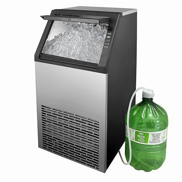 Angel Canada Commercial Ice Maker Machine, 100lbs/24H Stainless Steel, Dual Water Inlet (Faucet/Bottle), Undercounter or Free Standing ice Machine with 33lbs Ice Storage Capacit