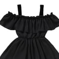 thumbnail image 4 of Niñas Maxi Vestido de Color Sólido Fuera Del Hombro Plisado con un Escote para las Niñas, Lindo Vestido Maxi para las Fiestas de Cumpleaños de Vacaciones Diarias, 4 of 5