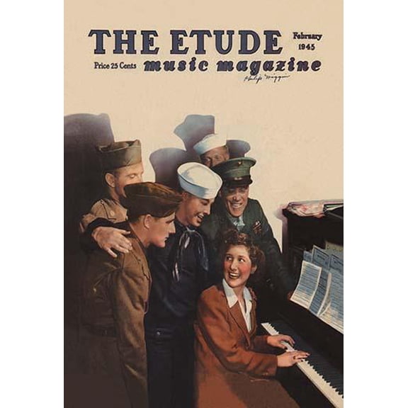 Etude - Soldiers at the USO Sing-a-Long Museum quality giclee print canvas wrap(20" x 30")