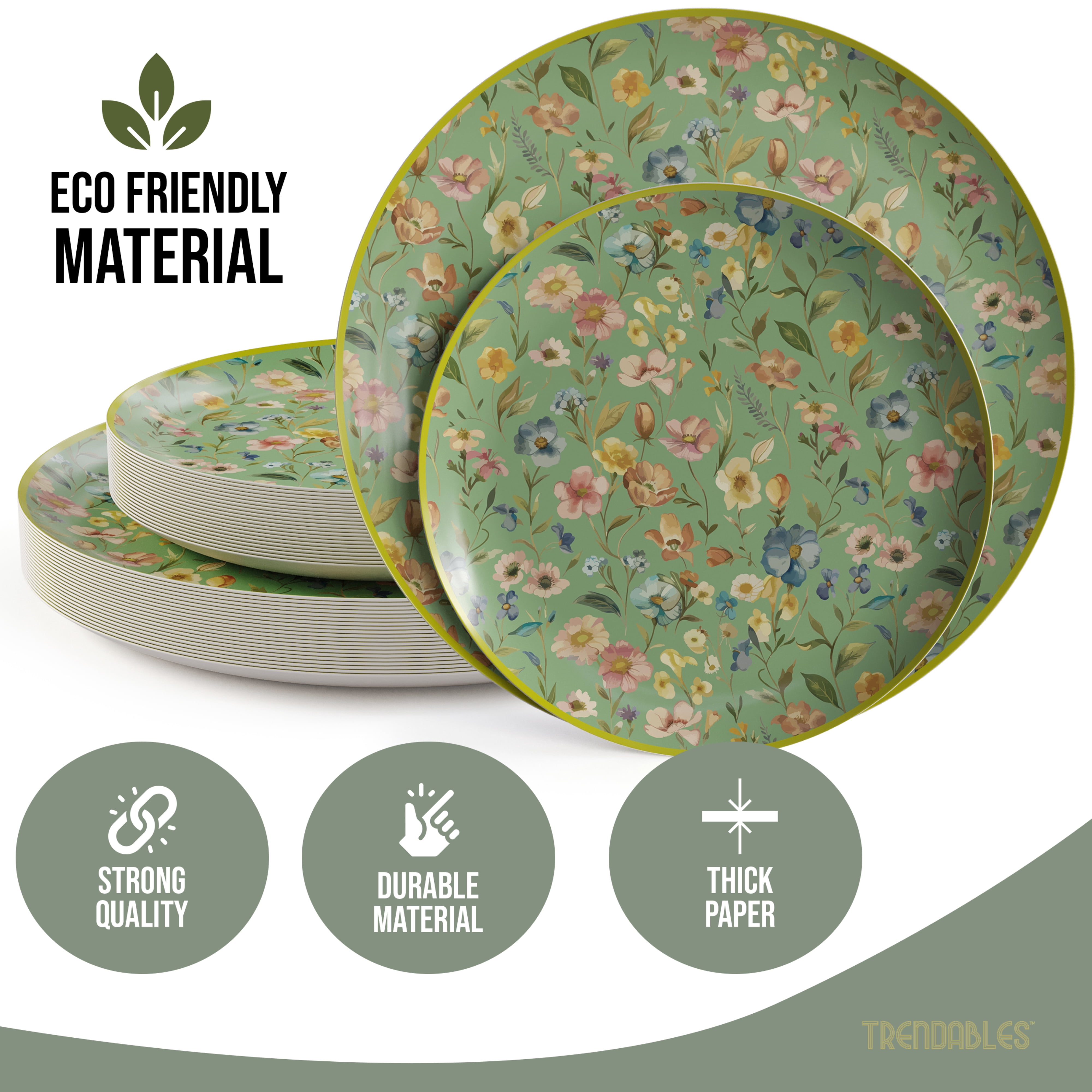 Crown Display Heavy Duty Paper Plates Set for 16 Guests, 32 Fancy Disposable Plates, Bouyant