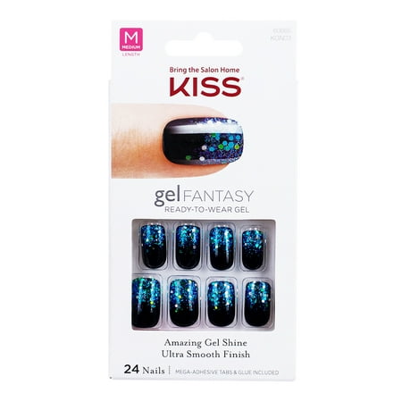Kiss Fantaisie Gel prêt à porter Nails Gel moyen Longueur Painted Veil - 24 CT
