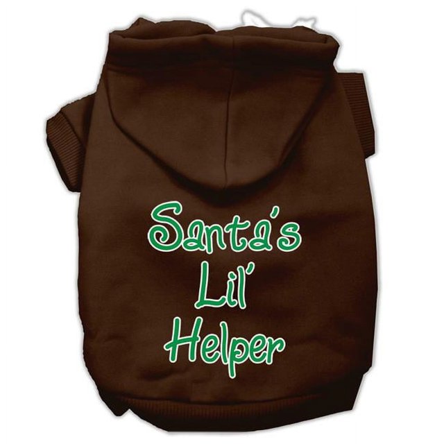 Santa's Lil' Helper Screen Print Pet Hoodies Brown Size Sm (10)