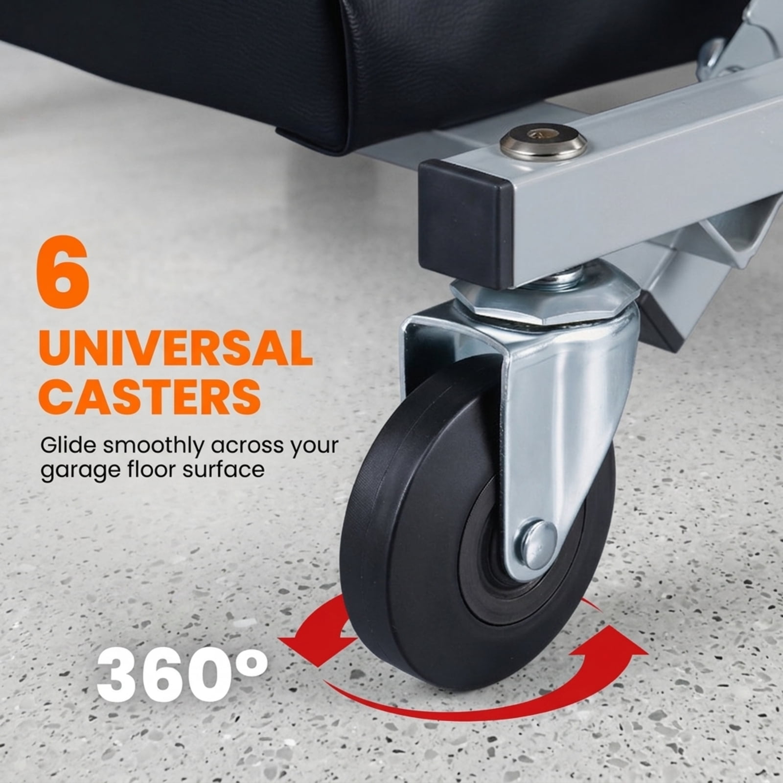 Biotree 40" 2-in-1 Mechanic Creeper and Z-Seat 330 LBS, Foldable Garage Creeper Stool with 6 Swivel Casters and Faux Leather Padding, Black and Gray