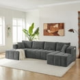 thumbnail image 2 of Leumius 132" U Shaped Sectional Sofa,Chenille Boneless Couch, Modern 4-Seat Upholstered Cloud Couch Sectional with Deep Seat and Cup Holders for Living Room,No Assembly Required,Dark Gray, 2 of 12