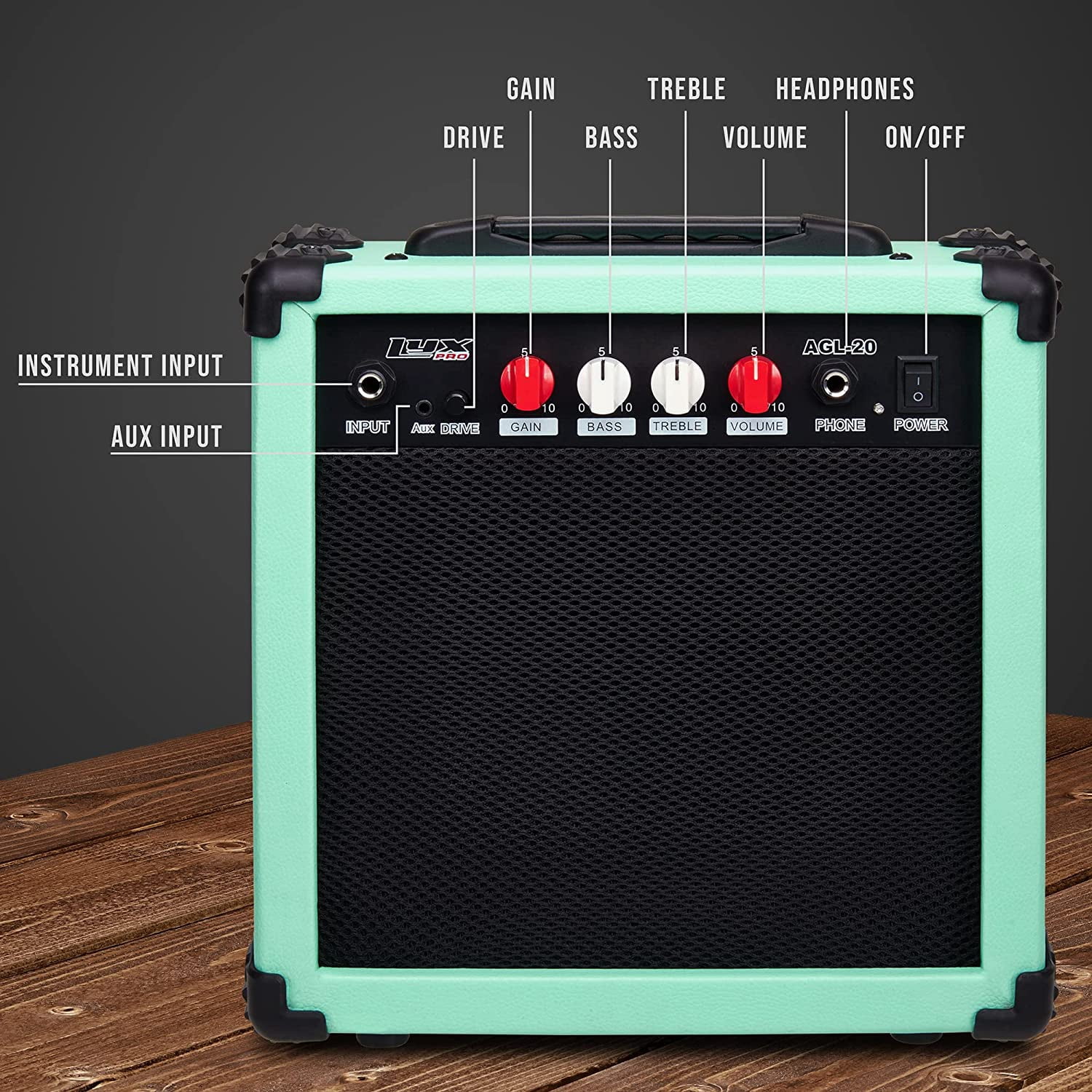 LyxPro 20W Electric Guitar Amp with Built-in Speaker & Headphone Jack