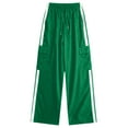 thumbnail image 2 of TKYCMSUAKI Girl's Casual Sweatpants Trendy Striped Wide Leg Pants Elastic Waisted Drawstring Casual Trousers with Pockets, 2 of 7