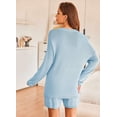 thumbnail image 2 of Ekouaer Sweater Sets Women 2 Piece Lounge Sets Long Sleeve Knit Pullover Tops Short Wide Leg Pants, 2 of 4