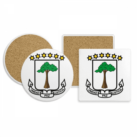 

Equatorial Guinea National Emblem Coaster Cup Mug Holder Absorbent Stone Cork Base Set
