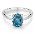 thumbnail image 2 of Gem Stone King 2.25 Ct London Blue Topaz 925 Silver and 10K Rose Gold Ring Ring (Size 8), 2 of 4