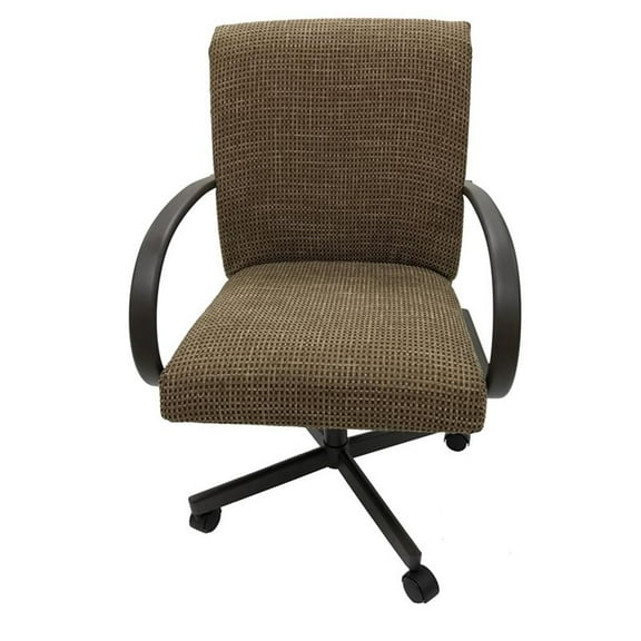 M-60 Swivel Dining Chair on Wheels on Brown Frame