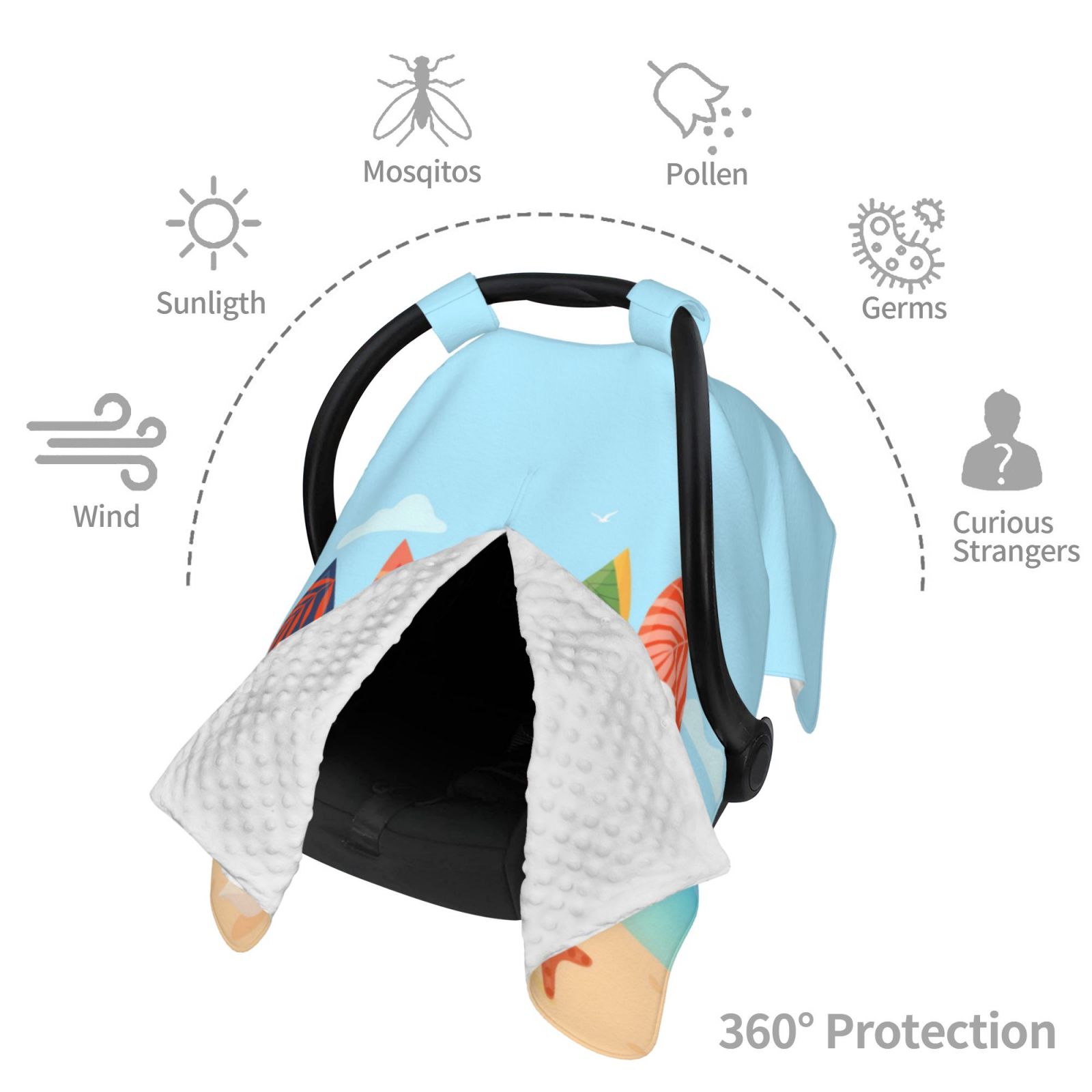 Car Seat Cover Baby - Hello Summer3 Breathable Infant Car Seat Cover for Baby Carseat, Lightweight Comfort Baby Essentials Must Haves Newborn Stuff for Girl Boy