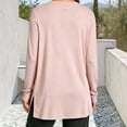 thumbnail image 5 of hoksml Women's V Neck Casual Tunic Top, Solid Side Slit Loose Long Sleeve Shirt, 5 of 5