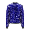 thumbnail image 6 of BOOMILK Mardi Gras Women Sequin Bomber Jacket Sparkly Long Sleeve Trendy Party Club Zipper Jackets, 6 of 9