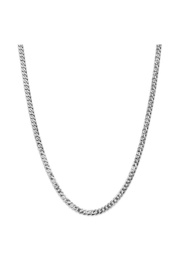 14k WG 4.75mm Beveled Curb Chain in 14k White Gold