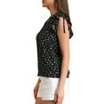 thumbnail image 5 of MODA NOVA Junior's Ruffle Sleeves V Neck Polka Dots Print Blouse Black S, 5 of 6